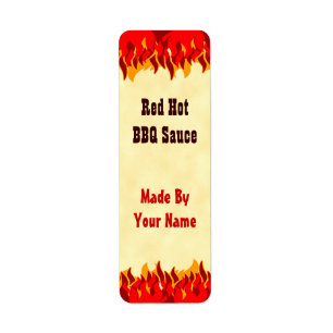 Red Flames Custom GRILLEN Sauce Canning Labels Sma