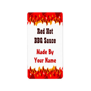 Red Flames Custom Hot Sauce Canning Labels Medium Adressaufkleber