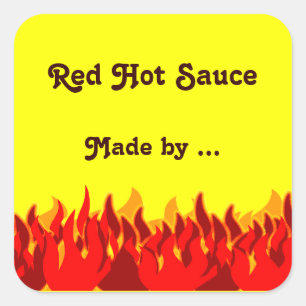 Red Flames Custom Jar oder Canning Labels Quadratischer Aufkleber
