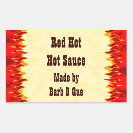 Red Flames Custom Jar oder Hot Sauce Labels Rechteckiger Aufkleber