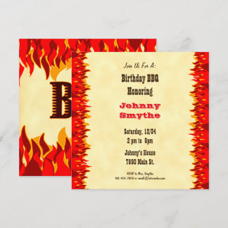Red Flames Editable GRILLEN Cookout Square Einladu Einladung