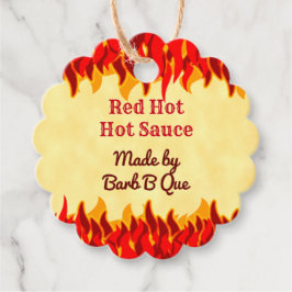 Red Flames Editable Retro GRILLEN Hot Sauce Tag Geschenkanhänger