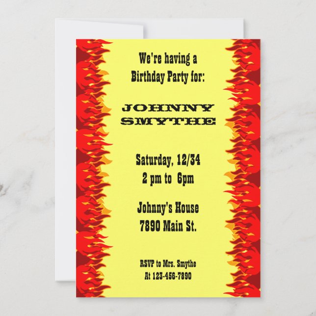 Red Flames Editable Western GRILLEN 12x18 Einladun Einladung (Rückseite)