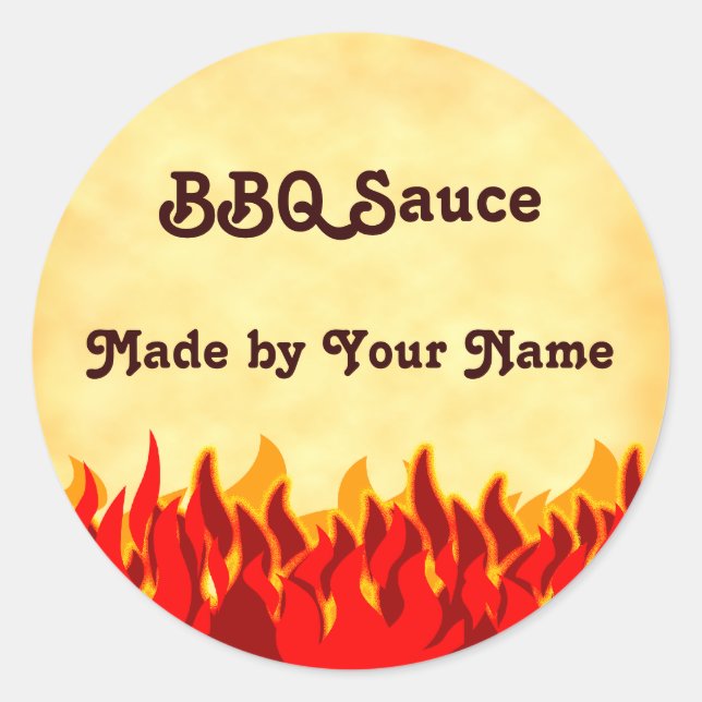 Red Flames GRILLEN Editable Runder Aufkleber (Vorderseite)