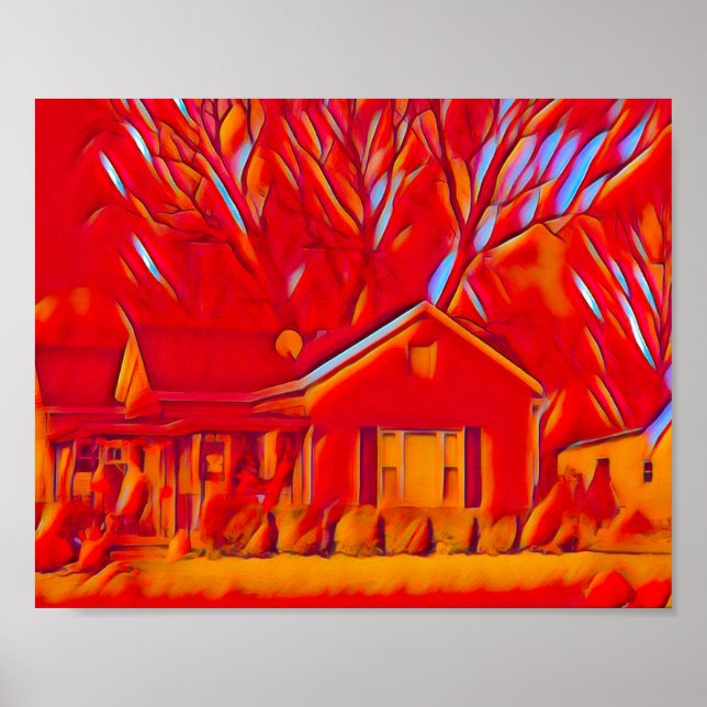 Red Flaming Suburb Poster (Vorne)