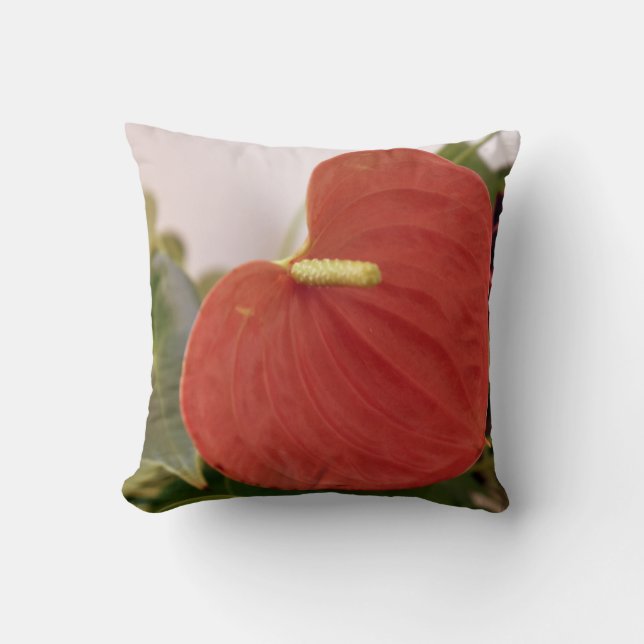 Red Flamingo Blume Cushion Kissen (Vorderseite)