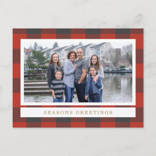 Red Flannel Holiday Foto Card Feiertagspostkarte