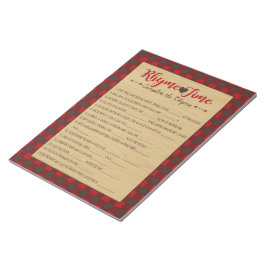Red Flannel Kinderzimmer Rhyme Baby Showspiel Pack Notizblock