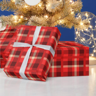 Red Flannel Look Kariert Geschenkpapier