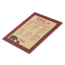 Red Flannel Was ist in deinem Purse Baby Duschspie Notizblock
