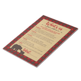 Red Flannel Was ist in Ihrem Telefon Baby Duschgam Notizblock