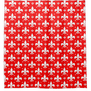 Red Fleur-de-lis-Muster Duschvorhang