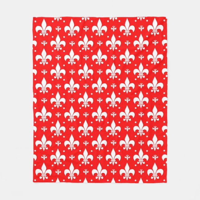 Red Fleur-de-lis-Muster Fleecedecke (Vorderseite)