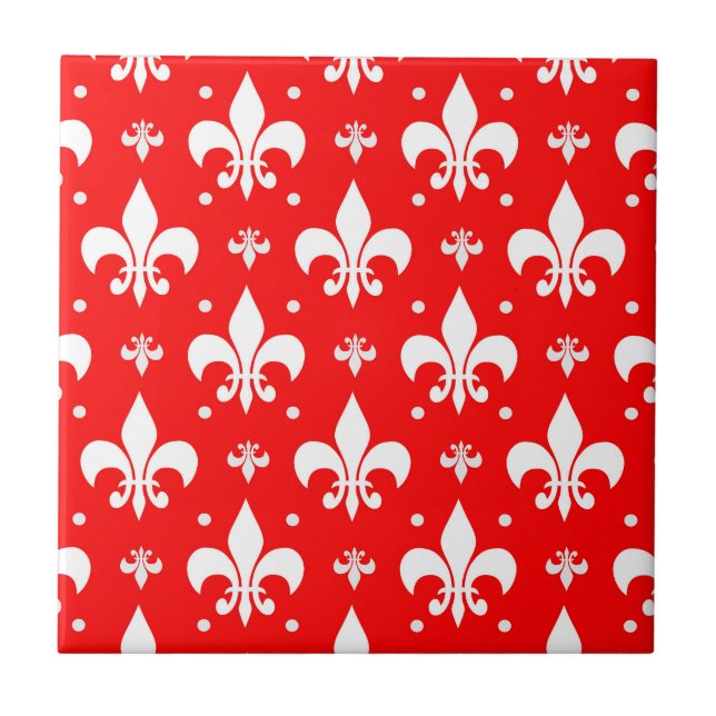 Red Fleur-de-lis-Muster Fliese (Vorderseite)