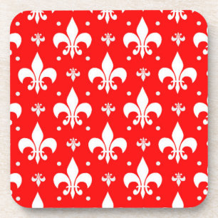 Red Fleur-de-lis-Muster Getränkeuntersetzer