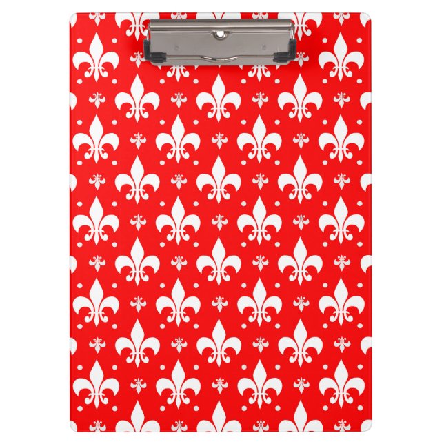 Red Fleur-de-lis-Muster Klemmbrett (Vorderseite)