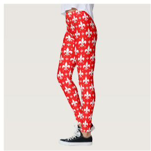 Red Fleur-de-lis-Muster Leggings