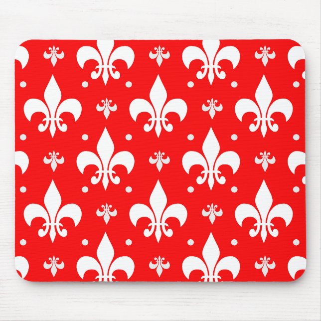 Red Fleur-de-lis-Muster Mousepad (Vorne)