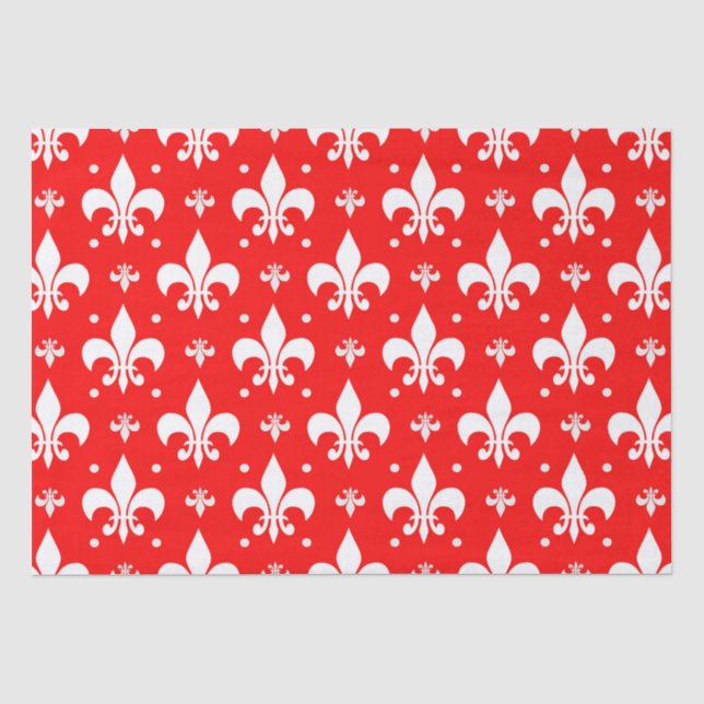 Red Fleur-de-lis-Muster Seidenpapier (Vorderseite)