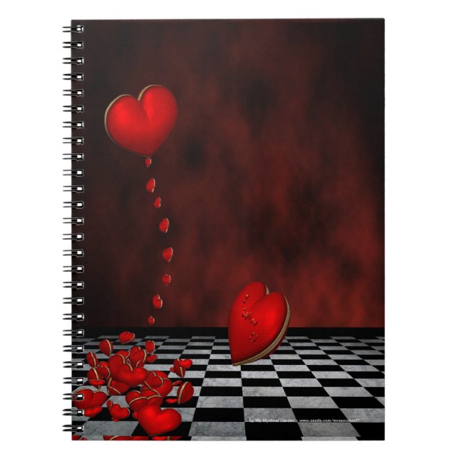 Red Floating Hearts Notebook Notizblock (Vorderseite)