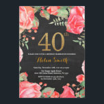Red Floral 40. Geburtstag Einladung Gold Glitzer<br><div class="desc">Rote Blüte 40. Geburtstag Einladung für Frauen. Botanische Blume der Wasserfarbe. Gold Glitzer. Hintergrund der Tafel. Rosa Peonies Blumengebirge Blume. Erwachsener zum Geburtstag. Für weitere Anpassungen klicken Sie bitte auf die Schaltfläche "Anpassen" und verwenden Sie unser Designwerkzeug,  um diese Vorlage zu ändern.</div>