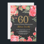 Red Floral 60. Geburtstag Einladung Gold Glitzer<br><div class="desc">Rote Flora 60. Geburtstag Einladung für Frauen. Botanische Blume der Wasserfarbe. Gold Glitzer. Hintergrund der Tafel. Rosa Peonies Blumengebirge Blume. Erwachsener zum Geburtstag. Für weitere Anpassungen klicken Sie bitte auf die Schaltfläche "Anpassen" und verwenden Sie unser Designwerkzeug,  um diese Vorlage zu ändern.</div>