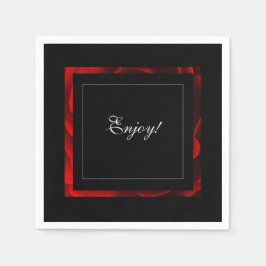 Red Floral Accent Modern Serviette