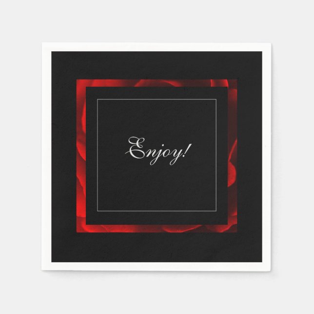 Red Floral Accent Modern Serviette (Vorderseite)