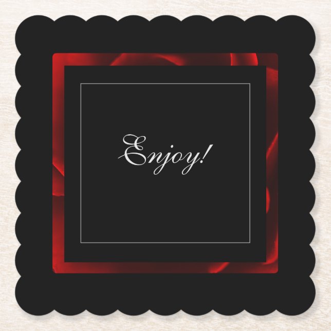 Red Floral Accent Modern Untersetzer (Vorderseite)