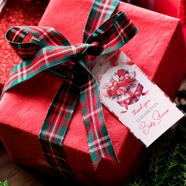 Red Floral Arch Baby Dusche Vielen Dank Geschenkanhänger (Von Creator hochgeladen)