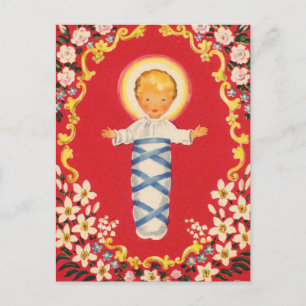 Red Floral Baby Jesus Postkarte