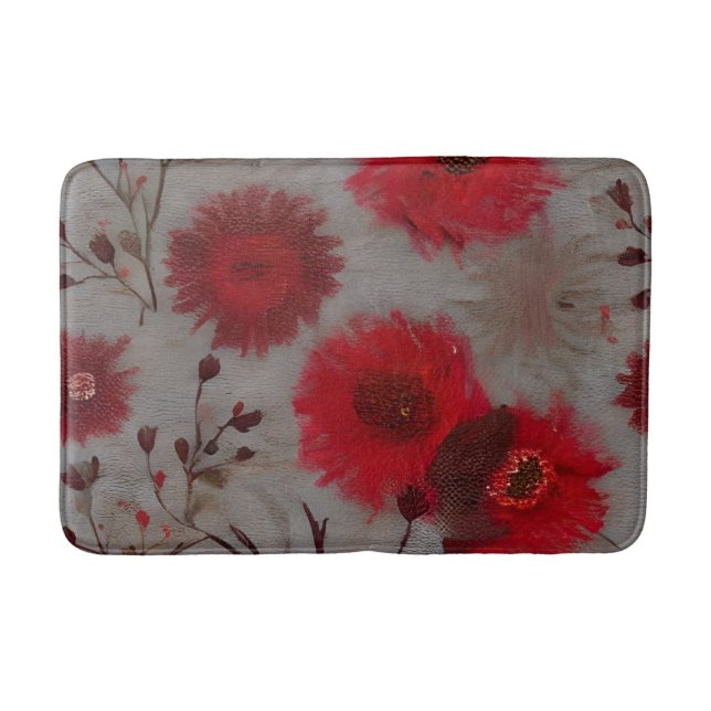Red Floral Badematte (Vorderseite)