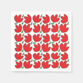 Red Floral Birthday Party Serviette