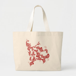 Red Floral Boho Peacock Elegantes orientalisches C Jumbo Stoffbeutel