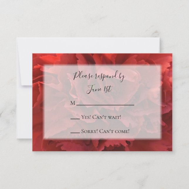 Red Floral Carnation Wedding RSVP Response Card (Vorderseite)