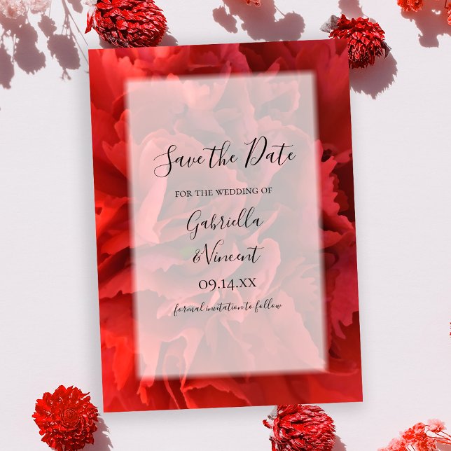 Red Floral Carnation Wedding Save the Date (Von Creator hochgeladen)