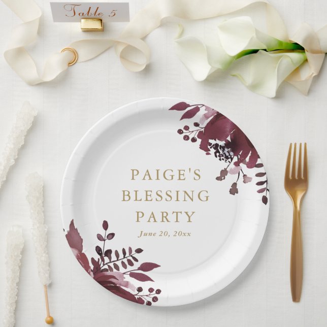 Red Floral Christlich Mother und Baby Segen Pappteller (Hochzeit)