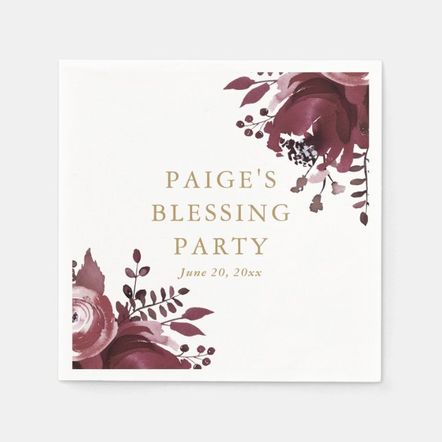 Red Floral Christlich Mother und Baby Segen Serviette (Vorderseite)