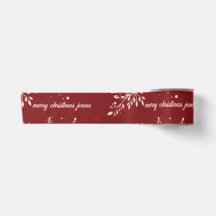 Red Floral Christmas Pattern Satinband