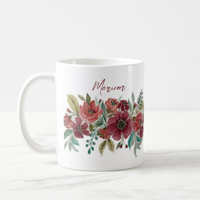 Red Floral Coffee Tasse (Links)
