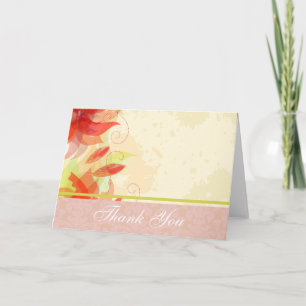 Red Floral Danke Karte mit Damask