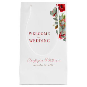 Red Floral Eucalyptus Wedding Welcome Gevor Kleine Geschenktüte