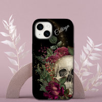 Red Floral Glitzern Skull Personalisiert