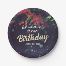 Red Floral Gold Script Lila