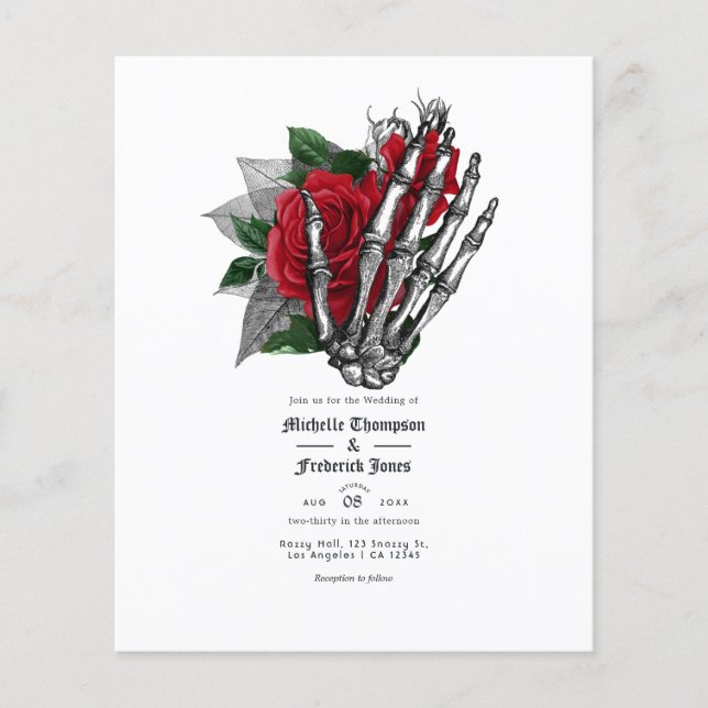 Red Floral Gothic Wedding Invitation Flyer (Vorne)