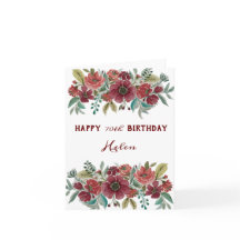 Red Floral Happy 70. Geburtstagskarte
