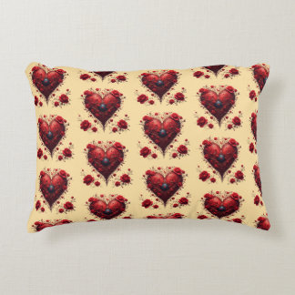 Red Floral Heart Design With Blooming Flowers Dekokissen