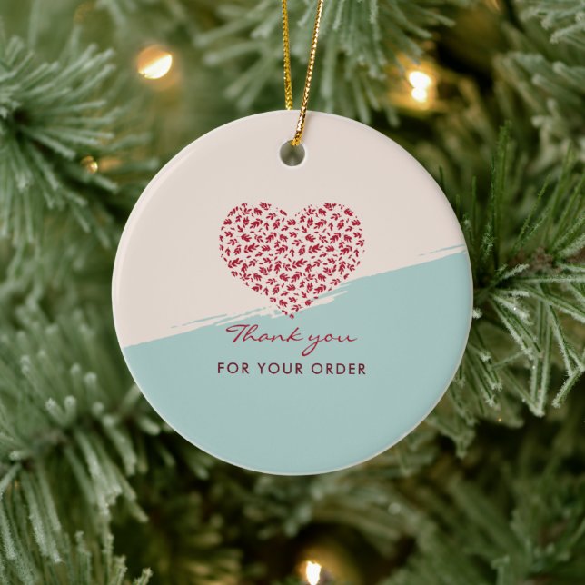 Red Floral Heart Elegant Vielen Dank Keramik Ornament (Baum)