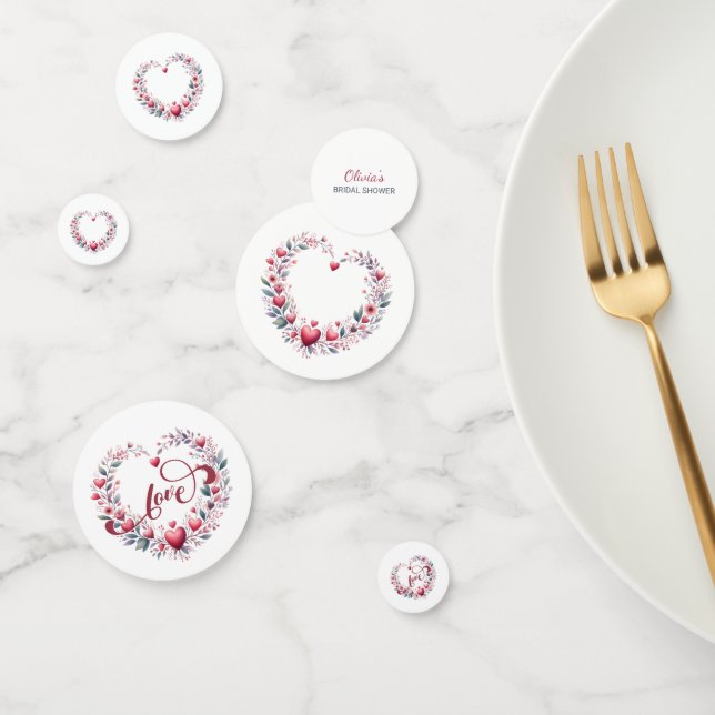 Red Floral Hearts Brautparty Konfetti (Gruppe)