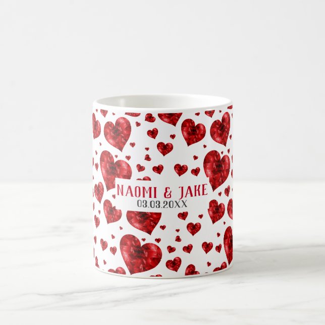 Red Floral Hearts Kaffeetasse (Mittel)